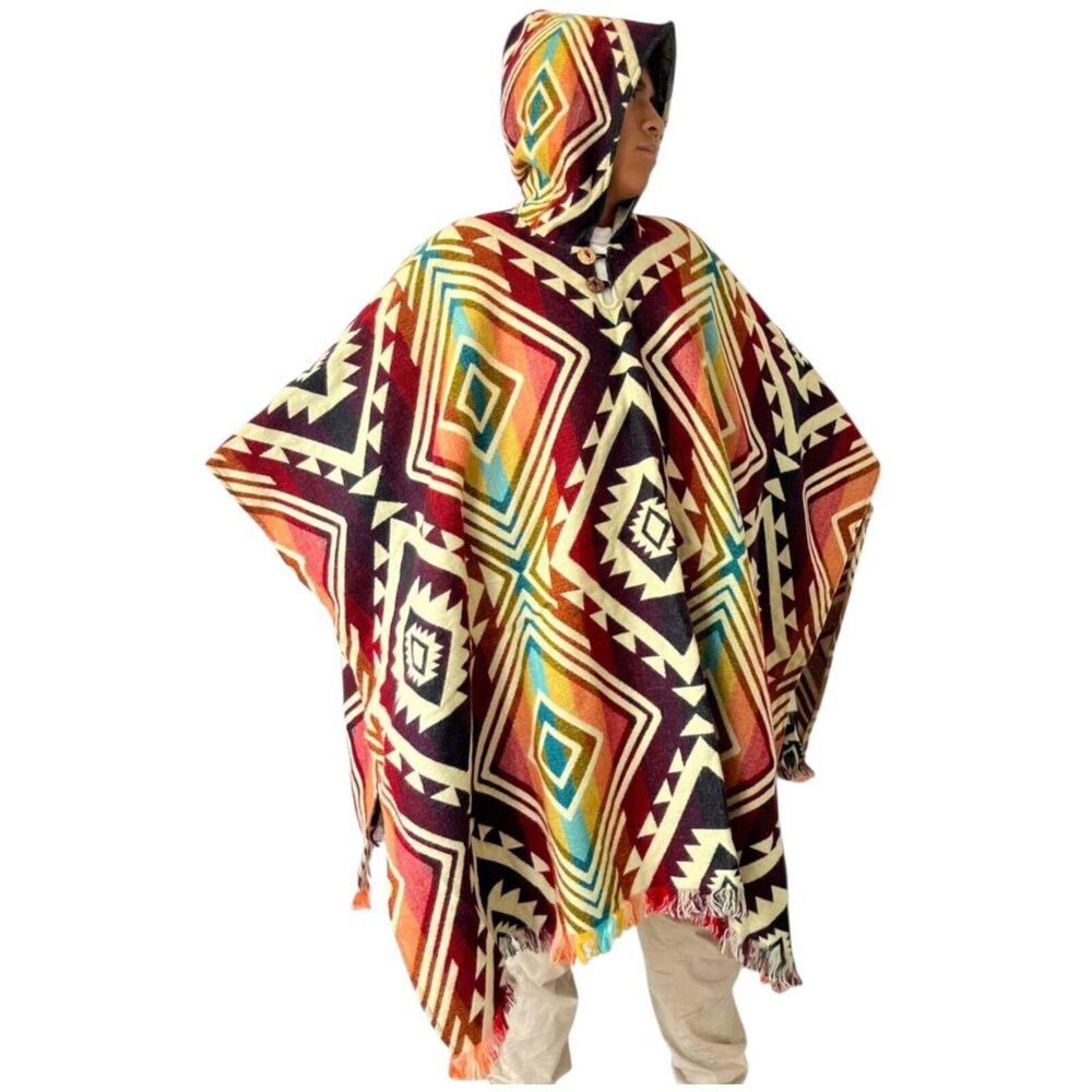 1326 Alpaca Wool Poncho – Handmade Cowboy Serape Western Style Inspired